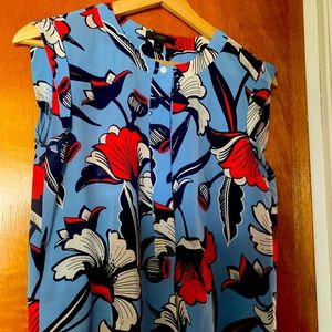 JCrew sleeveless floral print silk top